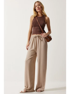Happiness Istanbul Spodnie w kolorze beżowym rozmiar: 38