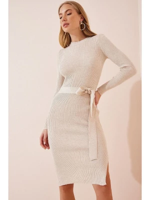 Zdjęcie produktu Happiness Istanbul Sukienka dzianinowa w kolorze kremowym rozmiar: S/M