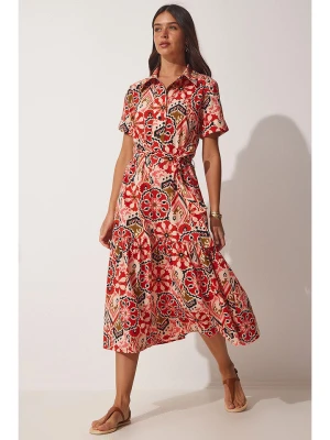 Happiness Istanbul Sukienka w kolorze czerwono-kremowym rozmiar: 38