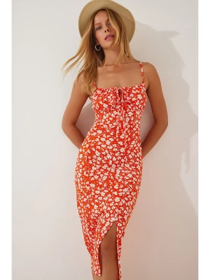 Happiness Istanbul Sukienka w kolorze pomarańczowo-białym rozmiar: 38