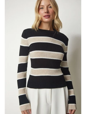 Happiness Istanbul Sweter w kolorze czarno-beżowym rozmiar: S/M