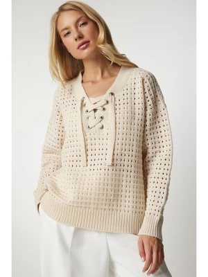 Happiness Istanbul Sweter w kolorze kremowym rozmiar: onesize