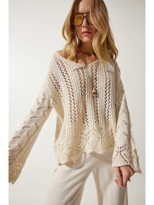 Happiness Istanbul Sweter w kolorze kremowym rozmiar: onesize