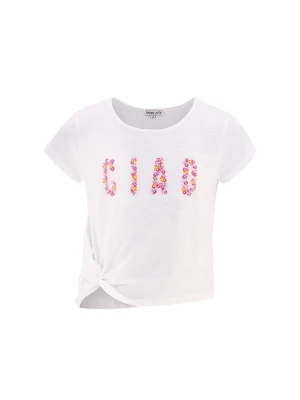 happy girls by Eisend Koszulka w kolorze biało-różowym rozmiar: 128