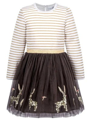 happy girls by Eisend Sukienka w kolorze złoto-ciemnobrązowo-białym rozmiar: 140