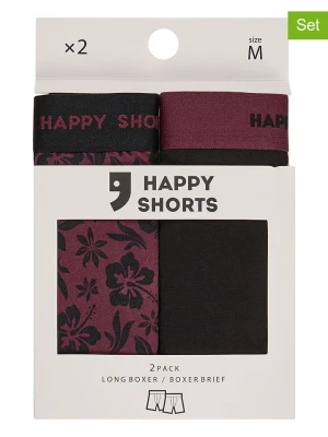 Happy Shorts Bokserki (2 pary) w kolorze bordowo-czarnym rozmiar: XL