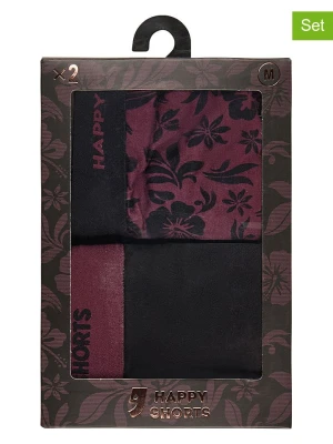 Happy Shorts Bokserki (2 pary) w kolorze bordowo-czarnym rozmiar: M