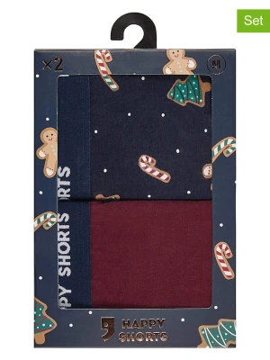 Happy Shorts Bokserki (2 pary) w kolorze ciemnoczerwono-granatowym rozmiar: M