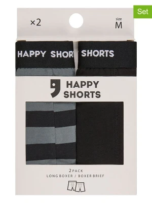 Happy Shorts Bokserki (2 pary) w kolorze czarno-szarym rozmiar: XL