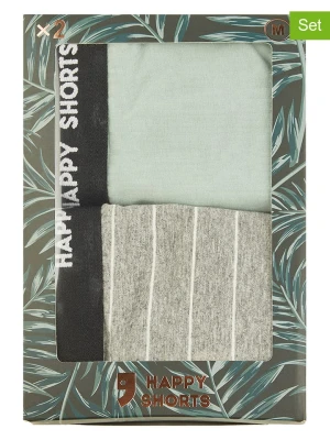 Happy Shorts Bokserki (2 pary) w kolorze jasnozielonym i szarym rozmiar: L