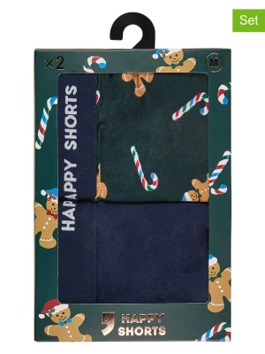 Happy Shorts Bokserki (2 pary) w kolorze szmaragdowo-granatowym rozmiar: XL