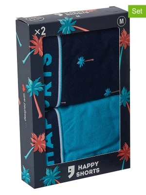 Happy Shorts Bokserki (2 pary) w kolorze turkusowo-granatowym rozmiar: L