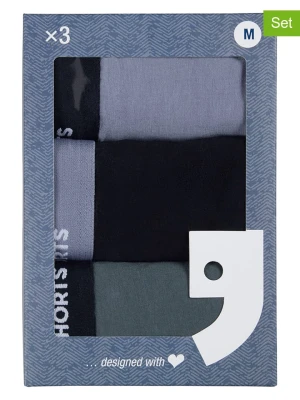 Happy Shorts Bokserki (3 pary) w kolorze czarno-oliwkowo-szarym rozmiar: L