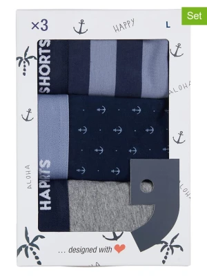 Happy Shorts Bokserki (3 pary) w kolorze granatowo-szarym rozmiar: M