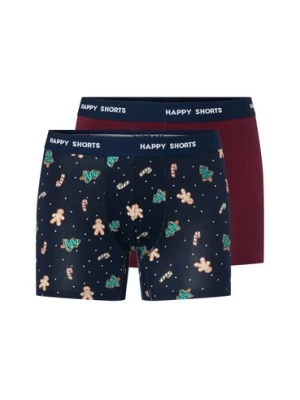 HAPPY SHORTS Bokserki w 2-paku Mężczyźni Bawełna niebieski|czerwony nadruk,