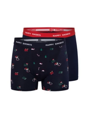 HAPPY SHORTS Bokserki w 2-paku Mężczyźni Bawełna niebieski nadruk,