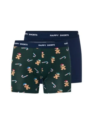 HAPPY SHORTS Bokserki w 2-paku Mężczyźni Bawełna zielony|niebieski nadruk,