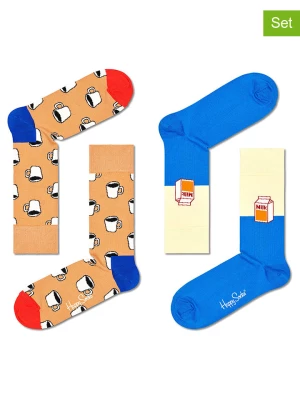 Happy Socks 2-częściowy zestaw prezentowy w kolorze beżowo-niebieskim rozmiar: 36-40