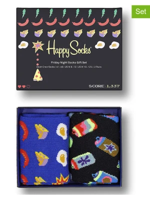 Happy Socks 2-częściowy zestaw prezentowy w kolorze niebiesko-czarnym ze wzorem rozmiar: 41-46
