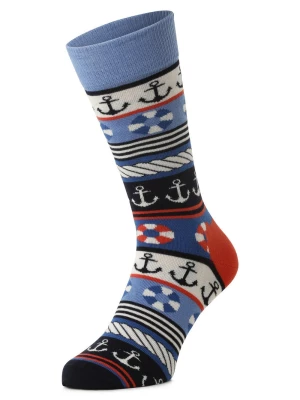 Happy Socks Męskie skarpety z cienkiej dzianiny Mężczyźni niebieski|czerwony wzorzysty,