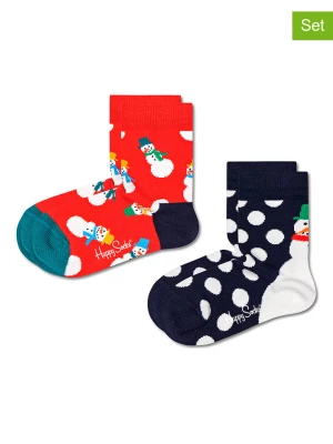Happy Socks Skarepty (4 pary) "Snowman" w kolorze granatowo-czerwonym rozmiar: 24-26