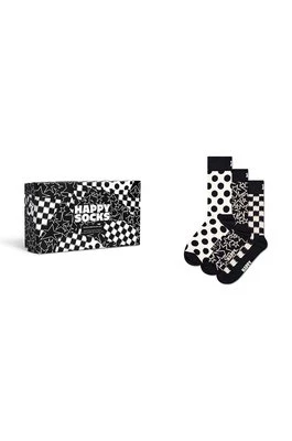 Happy Socks skarpetki 3-Pack Black And White Gift Set kolor czarny P001722