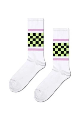Happy Socks skarpetki Checked Stripe Sneaker Sock kolor biały