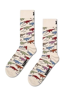 Happy Socks skarpetki Crocodile Sock kolor beżowy