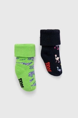 Happy Socks skarpetki dziecięce Kids Animals Baby Terry Socks 2-pack kolor czarny