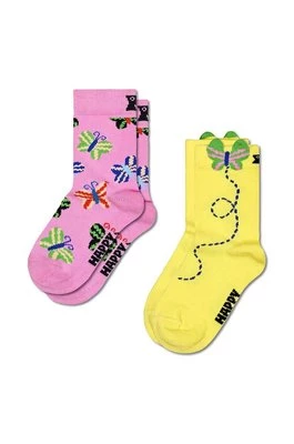 Happy Socks skarpetki dziecięce Kids Butterfly Socks 2-pack kolor żółty