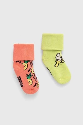 Happy Socks skarpetki dziecięce Kids Fruits Baby Terry Socks 2-pack kolor żółty