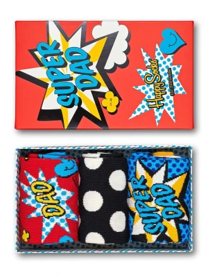 Happy Socks - Skarpetki Fathers Day Gift Box (3 pack) czerwony
