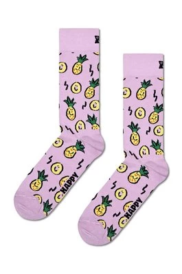 Happy Socks skarpetki Pineapple Sock kolor fioletowy