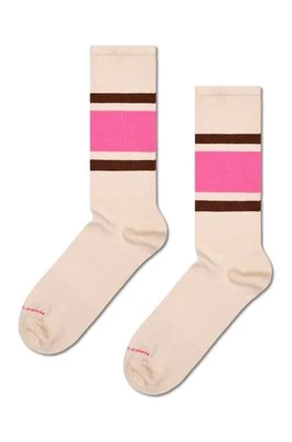 Happy Socks skarpetki Simple Stripe Sneaker Sock kolor beżowy P001608