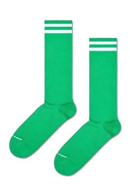 Happy Socks skarpetki Solid Sneaker Thin Crew kolor zielony