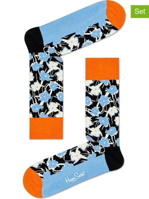 Happy Socks Skarpety (2 pary) "Andy Warhol Flower" w kolorze błękitnym ze wzorem rozmiar: 41-46
