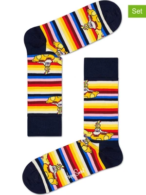 Happy Socks Skarpety (2 pary) "Beatles All On Board" w kolorze granatowym ze wzorem rozmiar: 41-46