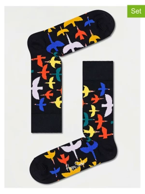 Happy Socks Skarpety (2 pary) "Bird Watch" w kolorze czarnym ze wzorem rozmiar: 36-40