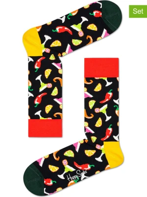 Happy Socks Skarpety (2 pary) "Drink" w kolorze czarnym ze wzorem rozmiar: 41-46