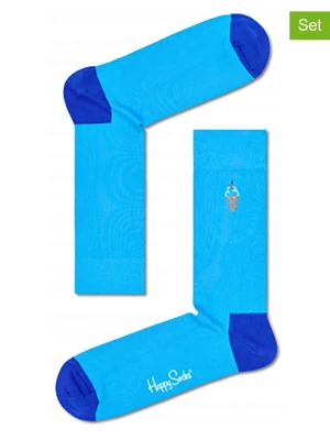 Happy Socks Skarpety (2 pary) "Embroidery Ice Cream" w kolorze niebieskim rozmiar: 36-40