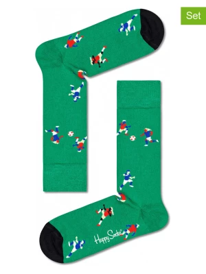 Happy Socks Skarpety (2 pary) "Football" w kolorze zielonym rozmiar: 36-40