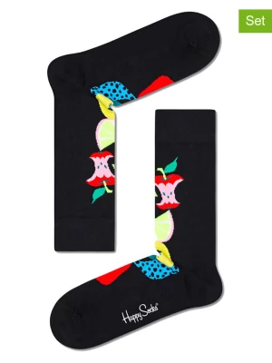 Happy Socks Skarpety (2 pary) "Fruit Stack" w kolorze czarnym ze wzorem rozmiar: 41-46