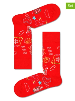 Happy Socks Skarpety (2 pary) "Ho Ho Ho" w kolorze czerwonym rozmiar: 41-46