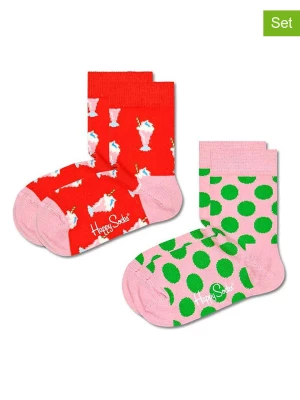 Happy Socks Skarpety (2 pary) "Milkshake" w kolorze zielono-czerwono-jasnoróżowym rozmiar: 33-35