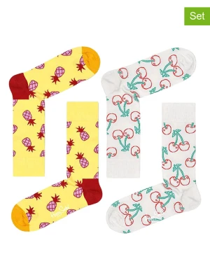 Happy Socks Skarpety (2 pary) "Pineapples & Cherrys" w kolorze biało-żółtym rozmiar: 41-46