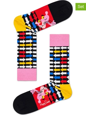 Happy Socks Skarpety (2 pary) "Pink Panther Jet Pink" w kolorze czarnym ze wzorem rozmiar: 41-46