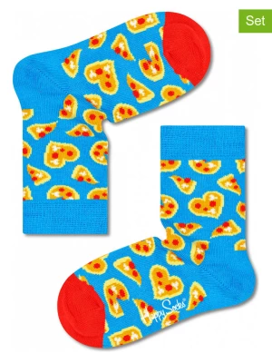 Happy Socks Skarpety (2 pary) "Pizza Love" w kolorze błękitnym ze wzorem rozmiar: 22-24