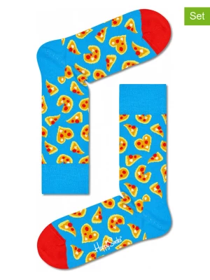 Happy Socks Skarpety (2 pary) "Pizza Love" w kolorze błękitnym ze wzorem rozmiar: 36-40