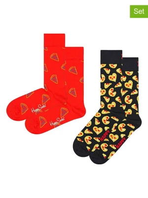 Happy Socks Skarpety (2 pary) "Pizza" w kolorze czerwono-czarno-żółtym rozmiar: 41-46