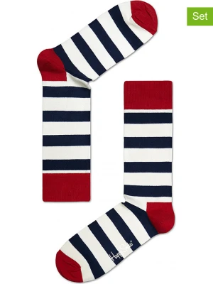 Happy Socks Skarpety (2 pary) "Stripes" w kolorze biało-czerwono-czarnym rozmiar: 41-46